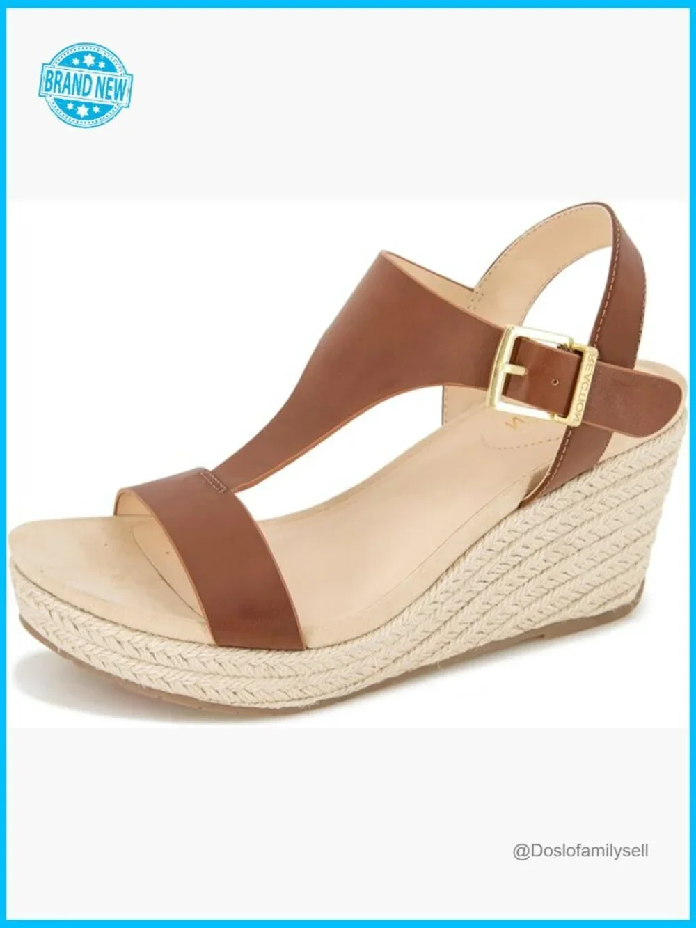 T-Strap Espadrille Wedge Sandal Faux Leather Ortholite Comfort Easy Pull-On
